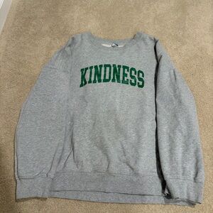 Old Navy Gray Crewneck Sweater with Green Kindness Print